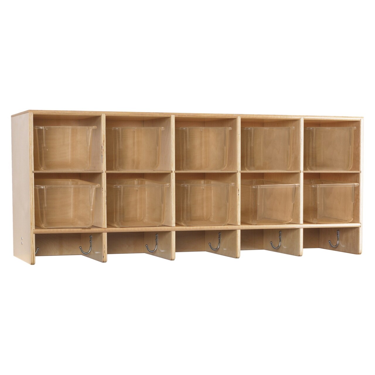 Childcraft Wall Mounted Coat Locker, 10 Cubbies with Clear Trays, 47-3/4 x 14-1/4 x 19-3/4 Inches